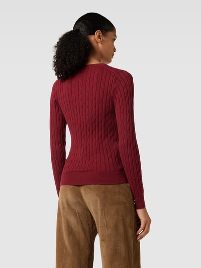 Gant Strickpullover mit Zopfmuster Bordeaux 5