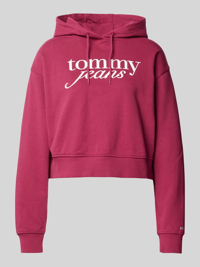 Tommy Jeans Bluza krótka z kapturem i nadrukiem z logo Bordowy 1