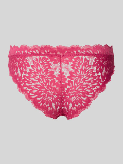 Produktfoto, Slim Fit Slip mit floralem Allover-Spitzenbesatz Modell 'Lime' von Neo Noir in kräftigem Pink, elastischer Material-Mix, Damen.