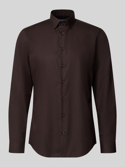 Jake*s Slim Fit Business-Hemd mit Kentkragen Dunkelbraun 1
