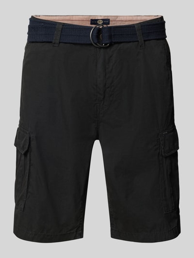 Produktfoto, Regular Fit Bermudas mit Cargo-Taschen von Petrol, czarne bermudy z bawełny, krój regular fit, kieszenie cargo i z tyłu, szerokość w rozmiarze M: 45 cm, długość wewnętrzna nogawki w rozmiarze M: 27 cm