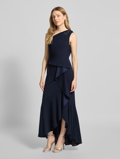 Adrianna Papell Abendkleid mit Volants Dunkelblau 1