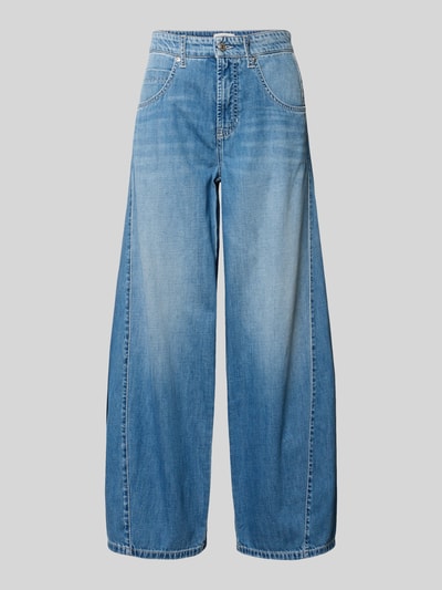 Produktfoto, Barrel Fit Jeans aus reiner Baumwolle Modell 'ORLA' von Cambio in denimlook, korte lengte, high waist, labelpatch, 5-pocketmodel, knoop- en ritssluiting, puur katoen