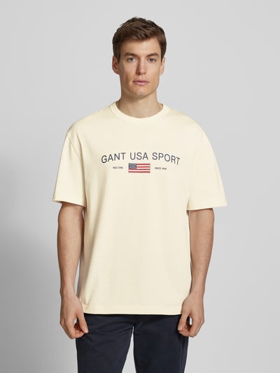 Gant T-Shirt mit Label-Print Offwhite 4