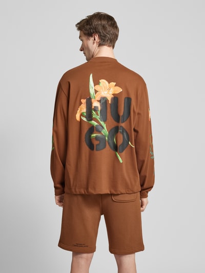 HUGO Sweatshirt mit gerippten Abschlüssen Modell 'Diflowerlo' Mittelbraun 5