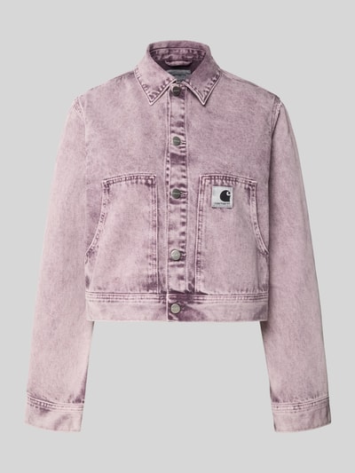 Produktfoto, Regular Fit Jeansjacke mit Logopatch Modell 'Arca' von Carhartt Work In Progress in Hellviolett, Reine Baumwolle, sichtbare Knopfleiste, Eingrifftaschen