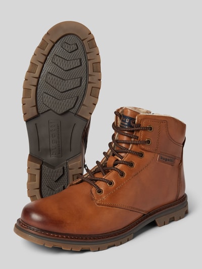 bugatti Schnürboots aus Leder mit Label-Patch Modell 'Medro' Cognac 4