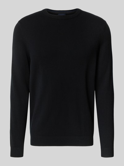 Christian Berg Men Regular fit kasjmier pullover met ronde hals Zwart - 2