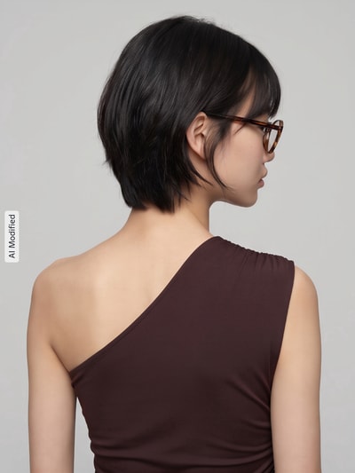 PIECES Blusentop mit One Shoulder-Ausschnitt Dunkelbraun 3