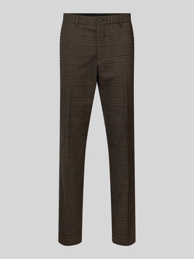 s.Oliver BLACK LABEL Slim fit pantalon van flanel met ruitmotief, model 'S.O PURE' Middenbruin - 1