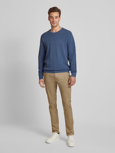 Tommy Hilfiger Slim fit chino met knoop- en ritssluiting, model 'BLEECKER' Kaki - 1