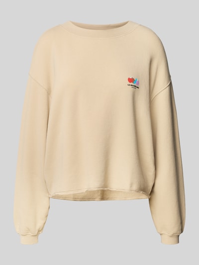 American Vintage Oversized Sweatshirt mit Label-Print Modell 'ATUBAY' Beige 2