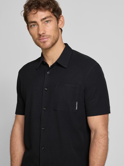 Marc O'Polo Regular fit poloshirt met fijne wafelstructuur Zwart - 3