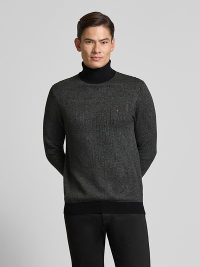 Tommy Hilfiger Regular fit coltrui van een mix van katoen en kasjmier Zwart - 4