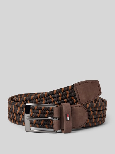 Tommy Hilfiger Leren riem met gevlochten look, model 'ADAN NEW ELASTIC' Middenbruin - 1