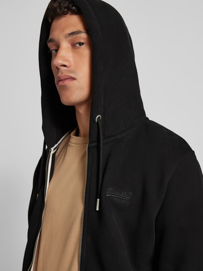 Superdry Sweatjack met labelstitching Zwart - 3