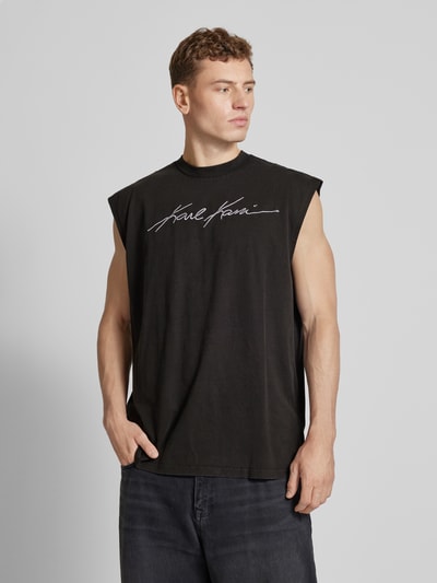 KARL KANI Tanktop met labelstitching, model 'Autograph' Zwart - 4