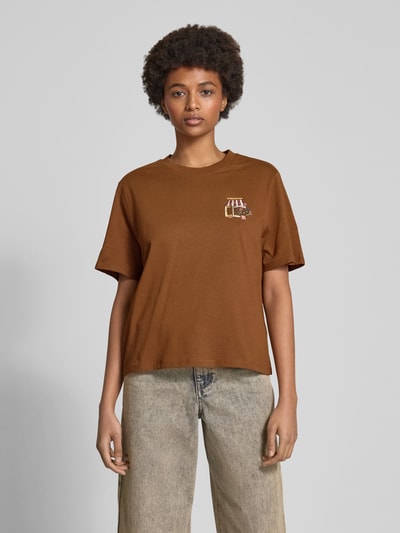 Marc O'Polo Denim T-Shirt mit Label-Print Mittelbraun 4