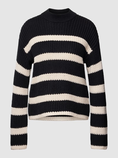 Vero Moda Strickpullover mit Streifenmuster Modell 'HILDA' Black 2