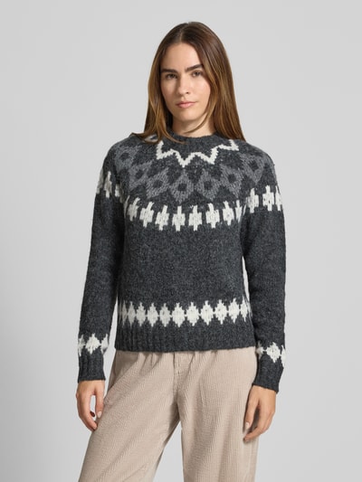 Christian Berg Woman Strickpullover mit gerippten Abschlüssen Anthrazit Melange 4