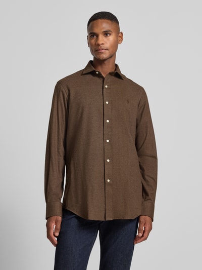 Polo Ralph Lauren Custom Fit Freizeithemd mit Label-Stitching Schoko 4