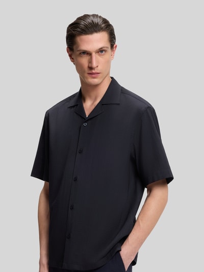 BOSS Relaxed Fit Kurzarmhemd aus Woll-Mix Marine 6