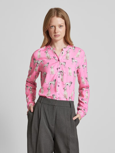 Emily Van den Bergh Slim Fit Bluse mit kurzer Knopfleiste Pink 4