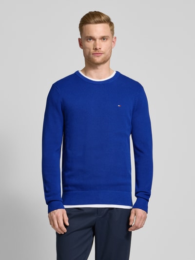 Tommy Hilfiger Gebreide pullover met logostitching Koningsblauw - 4