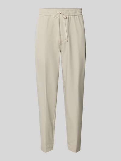 BOSS Green Spodnie materiałowe o kroju tapered fit z tunelem model 'T_FLEX' Piaskowy 2
