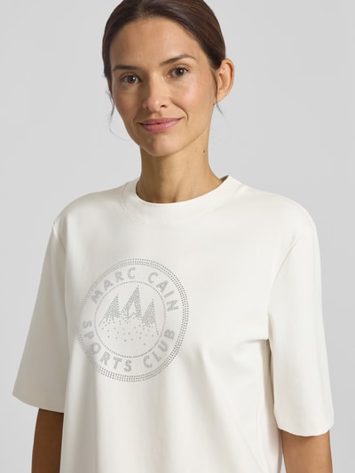 Marc Cain T-shirt met katoen en strass-steentjes Offwhite - 3