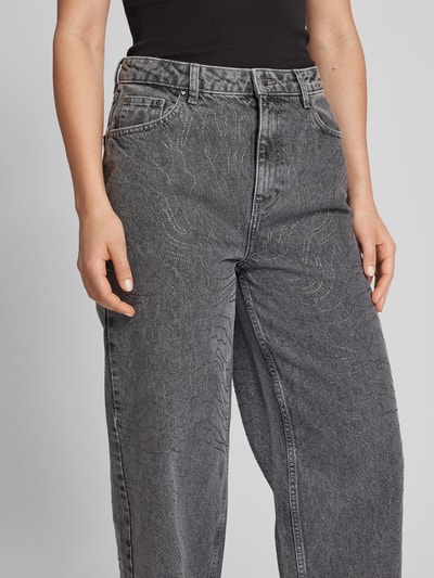 ROTATE Wide Leg Jeans mit Zierperlenbesatz Mittelgrau 3