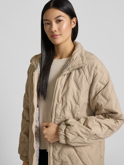 FREE/QUENT Regular fit lange jas met opstaande kraag, model 'Crown' Taupe - 3