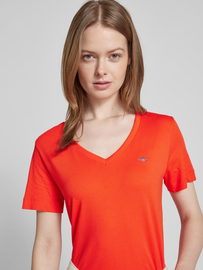 Gant T-shirt met labelstitching Koraal - 3