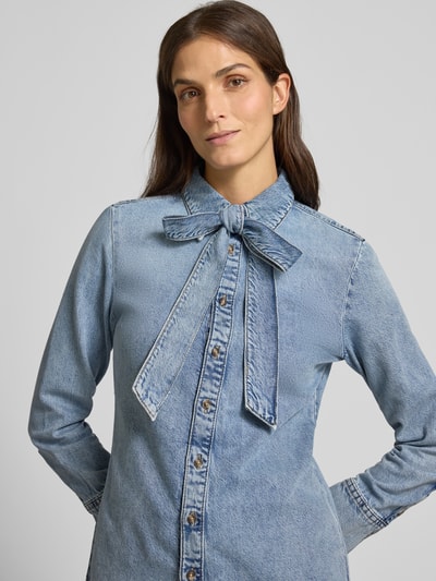 Mango Slim Fit Jeansbluse mit Schluppe Modell 'LANA' Jeansblau 3