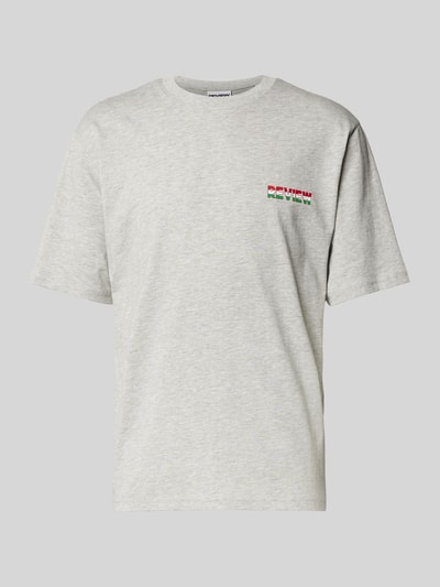 REVIEW T-Shirt mit Label-Print Hellgrau Melange 2