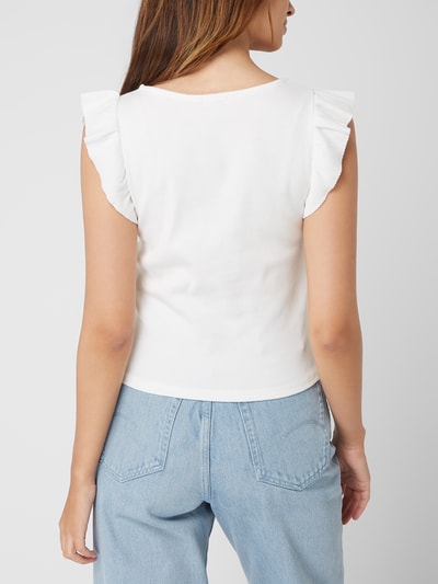 Pepe Jeans Cropped Shirt mit Volants Modell 'Peggy' Weiss 5