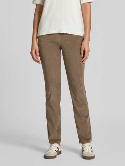 Raphaela By Brax Flared fit corduroy broek met viscose, model 'PAMINA' Taupe - 4