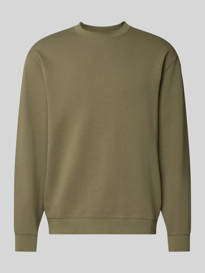 Produktfoto, olivgrüner Slim Fit Pullover aus reiner Baumwolle 'TOM' von Selected Homme, weiche glatte Oberfläche, Herren Sweatshirt