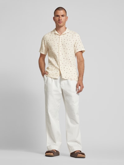 Casual Friday Slim fit vrijetijdsoverhemd met all-over motief, model 'Anton' Offwhite - 1