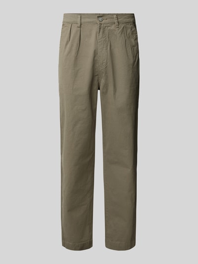 Lindbergh Tapered Fit Bundfaltenhose mit Gürtelschlaufen Oliv 1