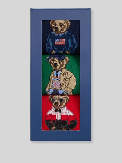 Polo Ralph Lauren Underwear Socken mit Bärenmotiv im 3er-Pack aus Baumwollmix Rot 2
