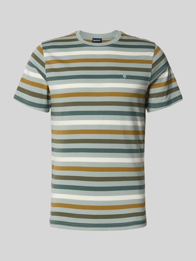 Barbour męski t-shirt o kroju regular fit z czystej bawełny model 'ROKEBY' Oliwkowy 1