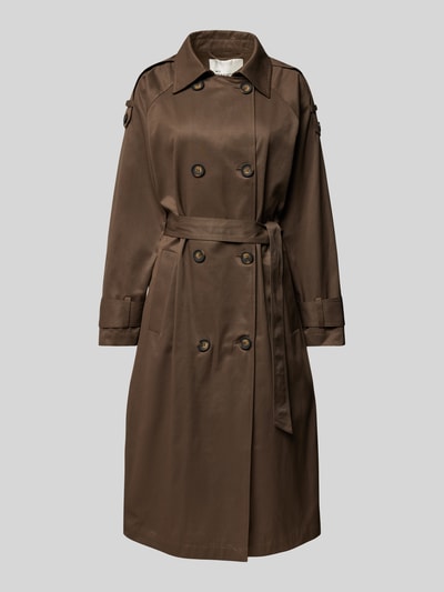 My Essential Wardrobe Trenchcoat met strikceintuur, model 'Mira' Donkerbruin - 2