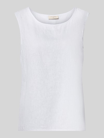 Produktfoto, weißes Top aus Leinen-Mix mit Rundhalsausschnitt Modell 'Lava' von FREE/QUENT, Regular Fit, glatte Textur, Viskose-Anteil