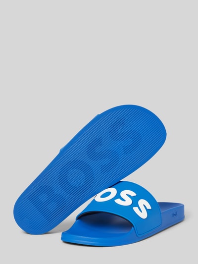 BOSS Slippers met labelprint, model 'Kirk' Koningsblauw - 4