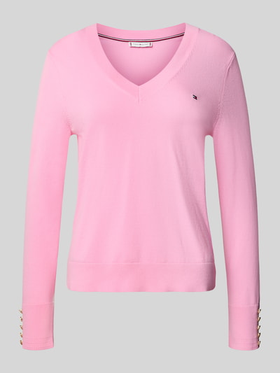 Tommy Hilfiger regular fit gebreide pullover van katoenmix Lichtroze - 2