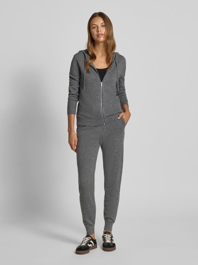 Jake*s Casual Joggingbroek van kasjmier met elastische band Donkergrijs gemêleerd - 1