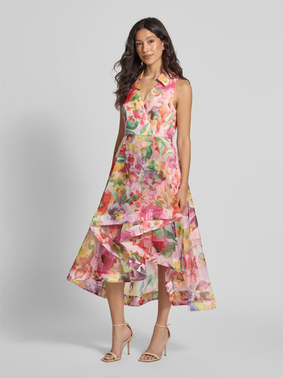 Adrianna Papell Cocktailjurk met platte kraag en V-hals Felroze - 1