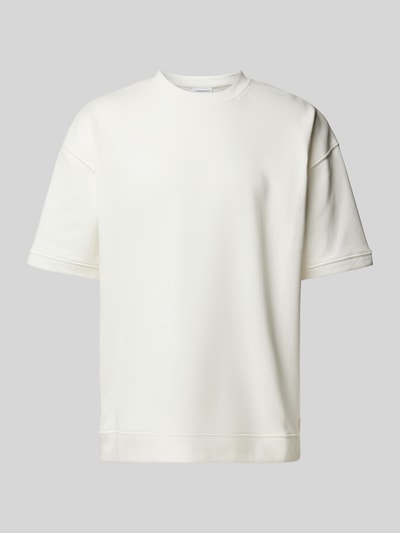 Lindbergh Oversized T-Shirt mit geripptem Rundhalsausschnitt Offwhite 2