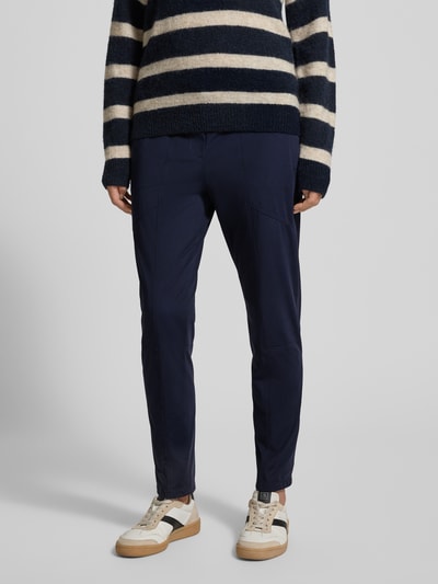 Marc Cain Spodnie materiałowe o kroju slim fit z kieszeniami zapinanymi na zamek błyskawiczny Granatowy 4